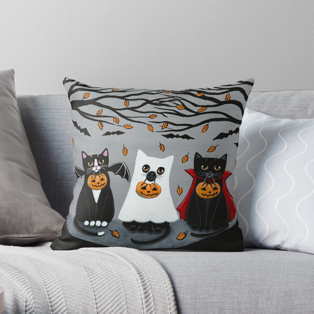 The Trick or Treaters Throw Pillow