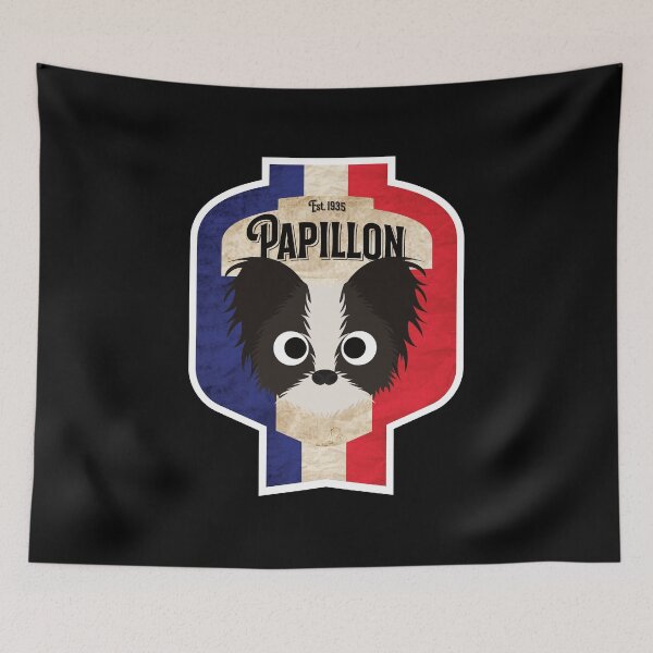 Item preview, Papillon - Distressed French Butterfly Dog Beer Label Design designed and sold by DoggyStyles.