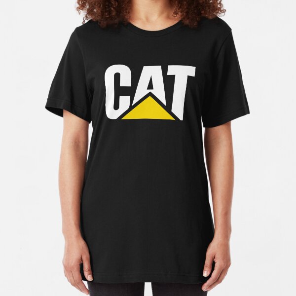 Caterpillar Potrait Logo White Yellow Slim Fit T-Shirt
