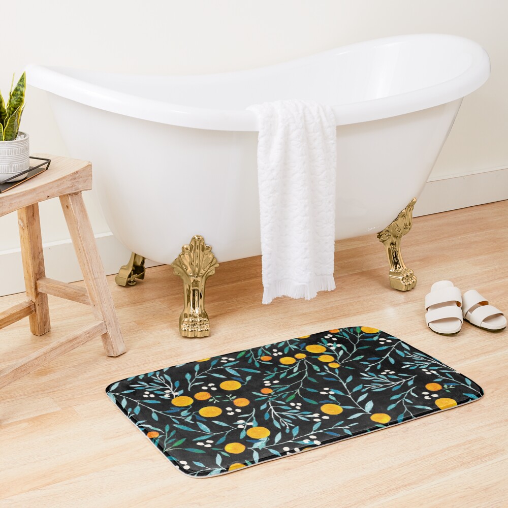 Oranges on Black Bath Mat