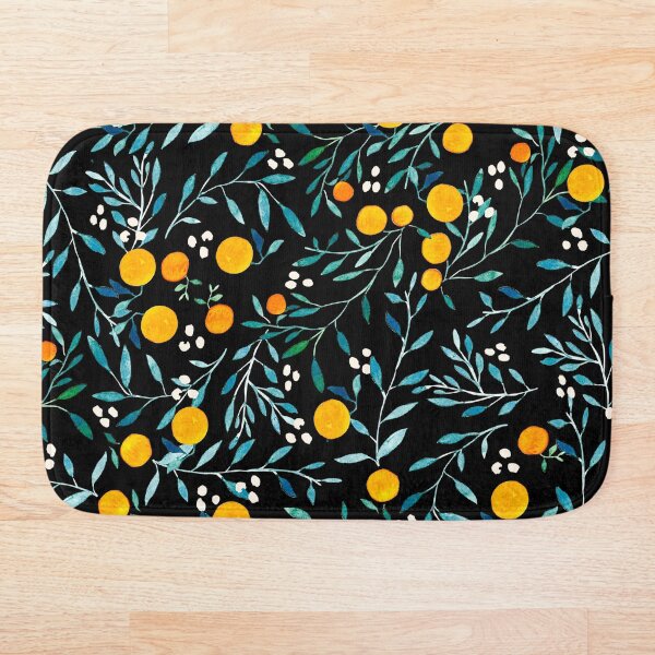Oranges on Black Bath Mat