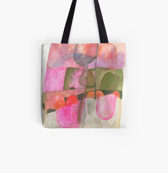 Zwischen den Dämmerungen. Aquarell. Abstrakt. Pink. Grün. Coral. Allover-Print Tote Bag