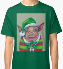 Santas Lil' Helper, Christmas Pig Classic T-Shirt