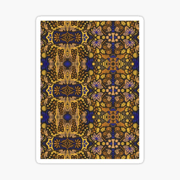 Indian Summer, Bohemian Ethnic Pattern, Golden Yellow Blue Sticker