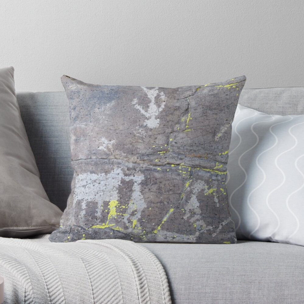 Arcosanti AZ petroglyphs Throw Pillow