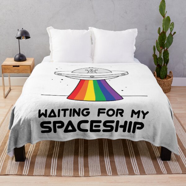 Item preview, Rainbow UFO Alien Waiting for my Spaceship designed and sold by StudioUnrefined.