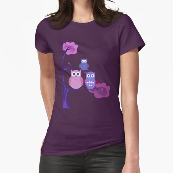 Purple Owls Fitted T-Shirt