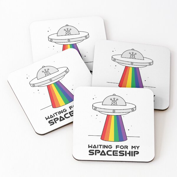 Item preview, Rainbow UFO Alien Waiting for my Spaceship designed and sold by StudioUnrefined.