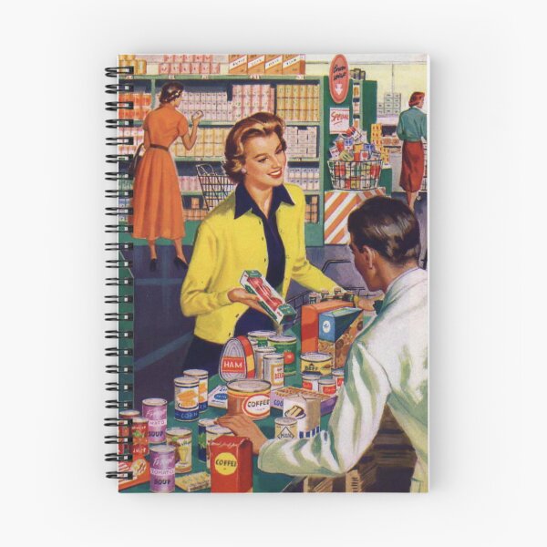 Item preview, Vintage lady shopping at the grocery store. designed and sold by azule1.