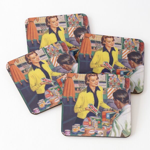 Item preview, Vintage lady shopping at the grocery store. designed and sold by azule1.