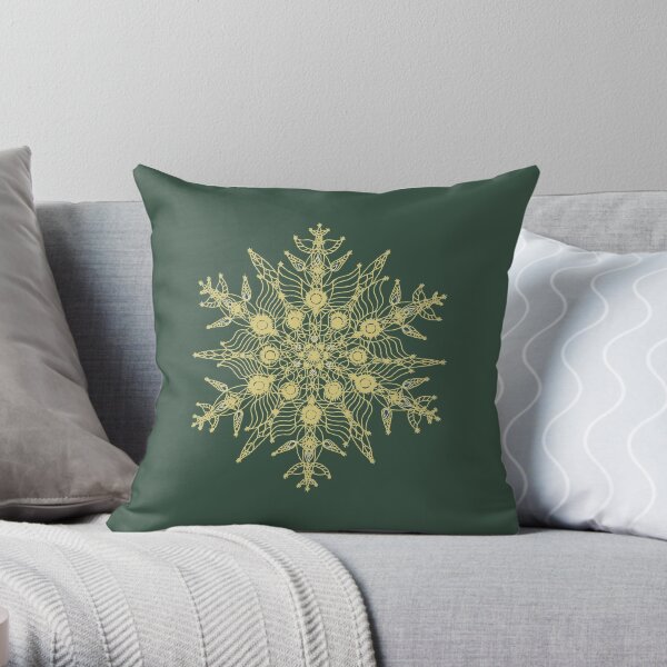 Hand Drawn Mandala - The Heart of Gaia (color 08) Throw Pillow
