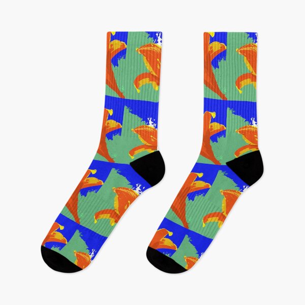 Item preview, Daylily in orange, blue, green, digitally modified photo designed and sold by djrunnels.