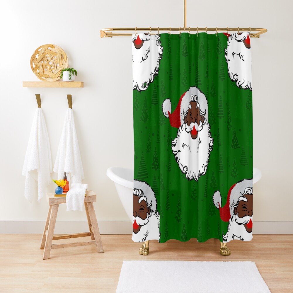 "black santa claus christmas " Shower Curtain for Sale by gossiprag