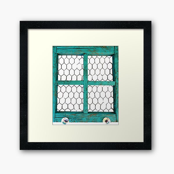 Item preview, Rustic aqua window with chicken wire designed and sold by Stephanie  Skeem.