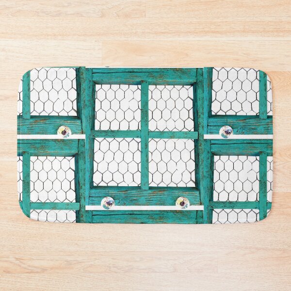 Item preview, Rustic aqua window with chicken wire designed and sold by Stephanie  Skeem.