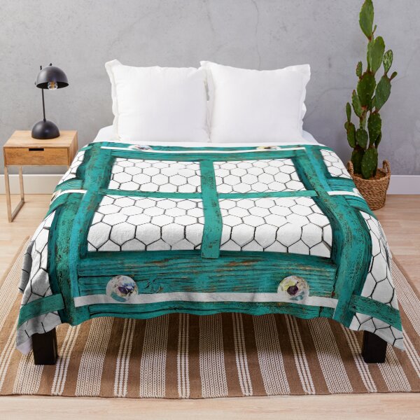 Item preview, Rustic aqua window with chicken wire designed and sold by Stephanie  Skeem.
