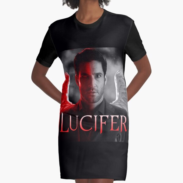 Lucifer Half Devil Face Graphic T-Shirt Dress