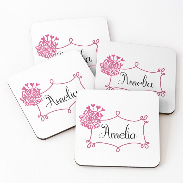 Item preview, Amelia Industrious Pink Floral Name Frame designed and sold by Bliss Find And Design.