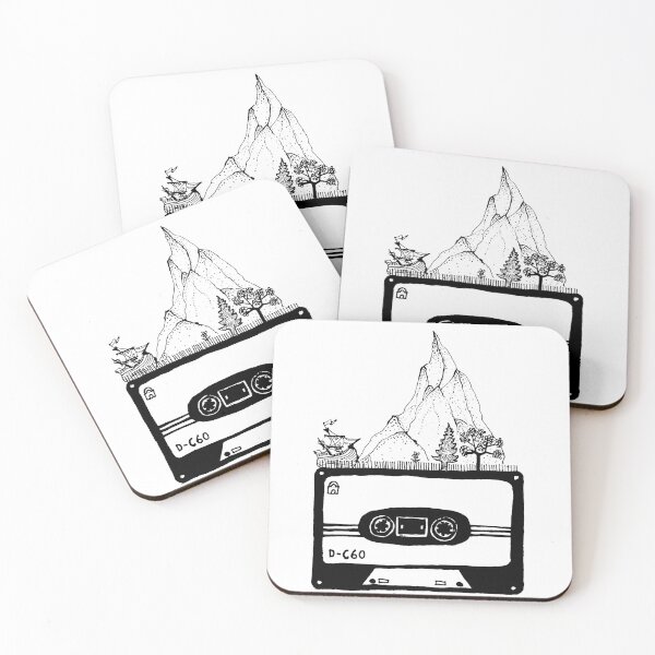 Item preview, Cassette for 90's Kids and 80's kids. Mountains and pirate ship drawn with trees. designed and sold by TuuliTuule.