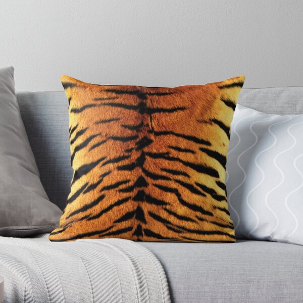 Realistic Tiger Skin Print Throw Pillow
