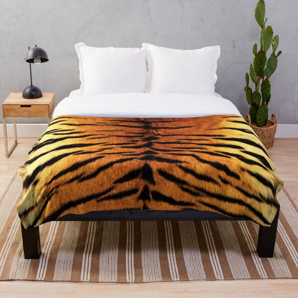 Realistic Tiger Skin Print Throw Blanket