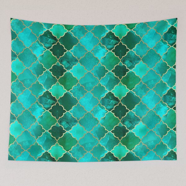 Item preview, Green Quartz & Gold Moroccan Tile Pattern designed and sold by tanyadraws.