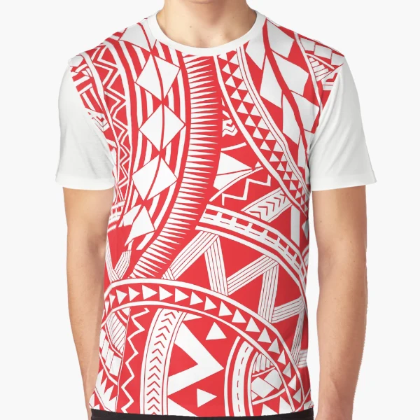 Red white Samoan Polynesian tribal design