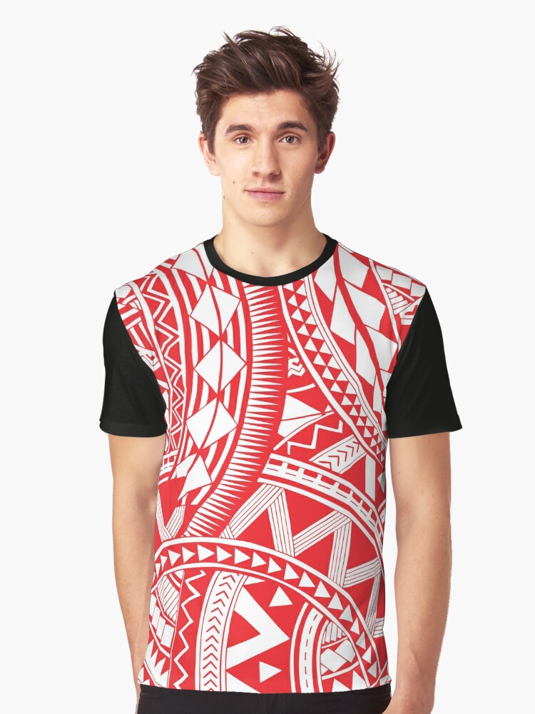 Red white Samoan Polynesian tribal design Graphic T-Shirt for Sale by  Ayelet Fleming