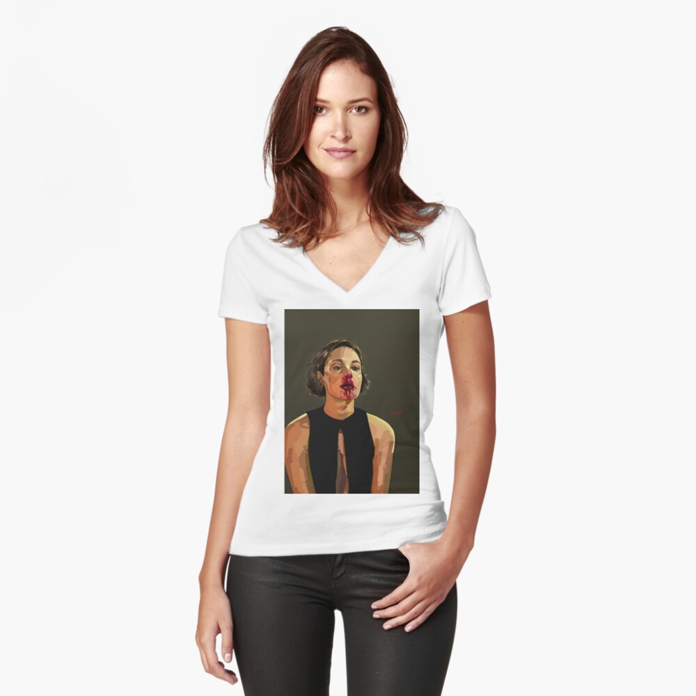 Vista previa del artículo con la obra «Camiseta entallada de cuello en V», diseñado y vendido por IlandiART1504.
