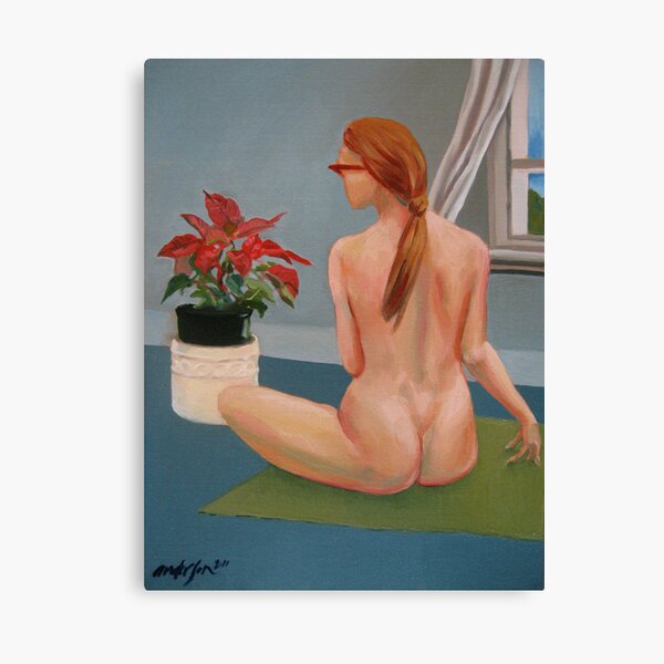 nude girl at window interior oil painting Canvas Print