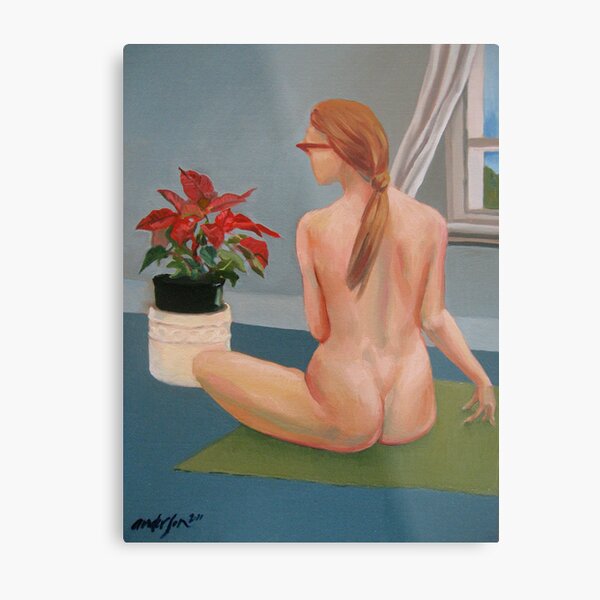 nude girl at window interior oil painting Metal Print