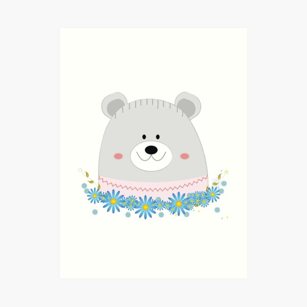 A gray bear illustration Art Print