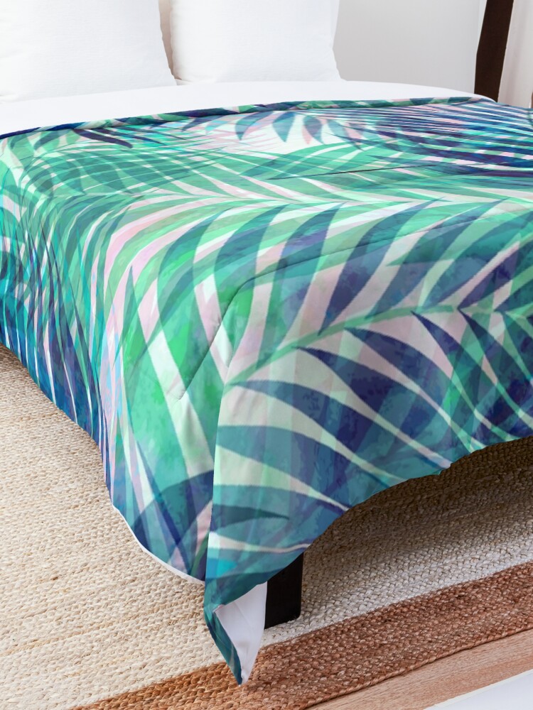 Alternate view of Palm Leaves - Indigo Green Comforter