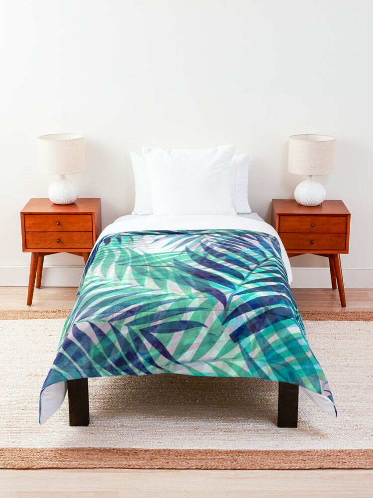 Alternate view of Palm Leaves - Indigo Green Comforter