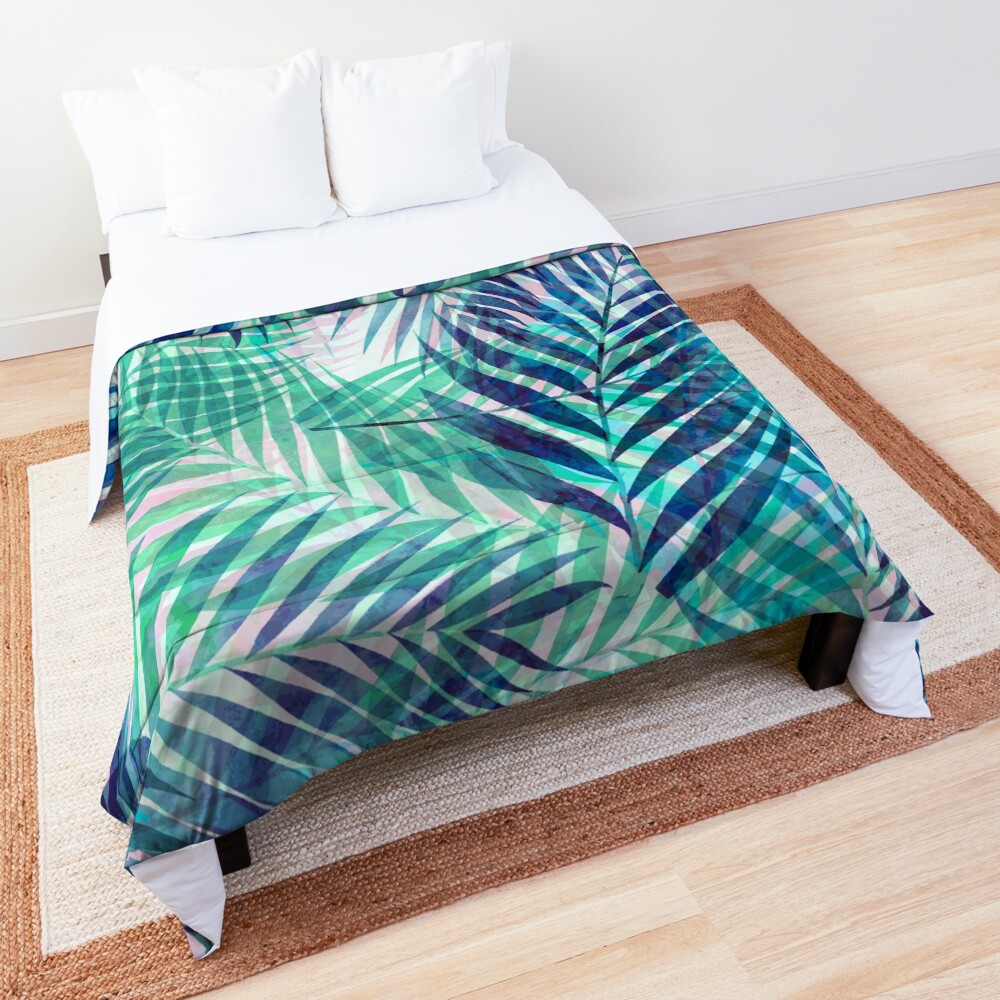Palm Leaves - Indigo Green Comforter