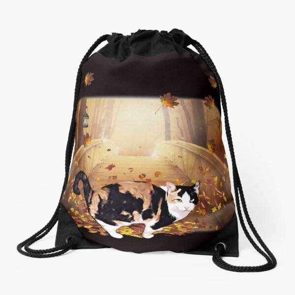 Standing at the bridge Drawstring Bag