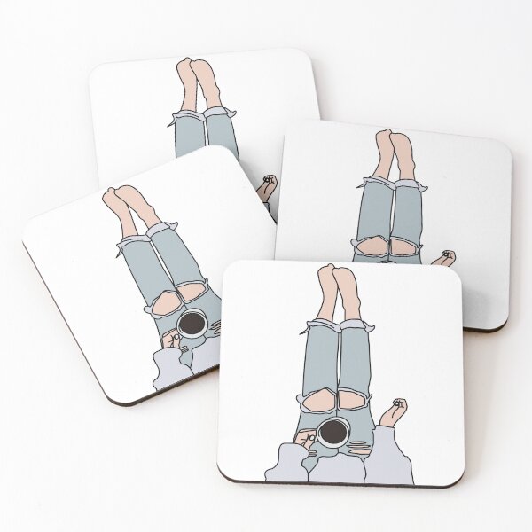 Item preview, Woman in Ripped Jeans holding Hot Coffee designed and sold by elmma design.