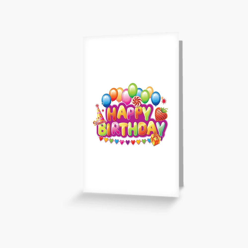 Tarjetas de felicitación con la obra «Pastel de cumpleaños con globos de  oro de 1 año Feliz cumpleaños» de Trenddesigns24