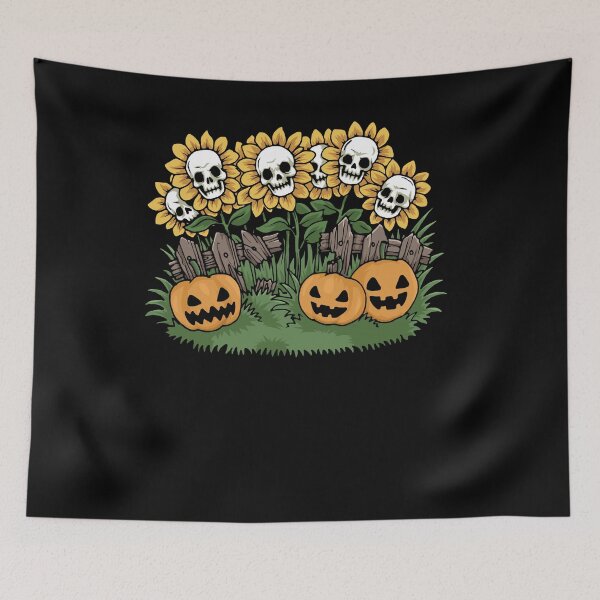 Item preview, Scary Halloween Pumpkin Tshirt Sunflower Farmer Skeleton designed and sold by DSWShirts.