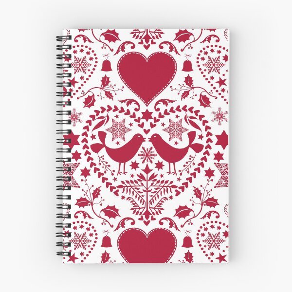 Item preview, Scandinavian Folk Art With Birds Red White Pattern designed and sold by artsandsoul.