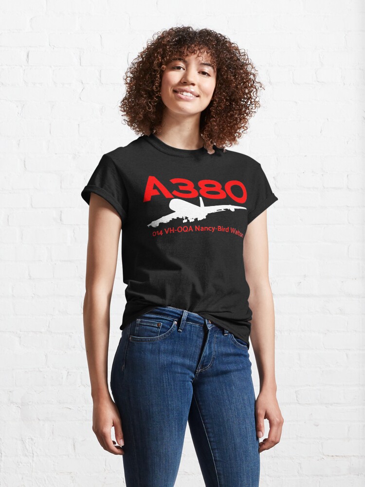 Thumbnail 4 of 7, Classic T-Shirt, Airbus A380 014 VH-OQA (White) designed and sold by AvGeekCentral.