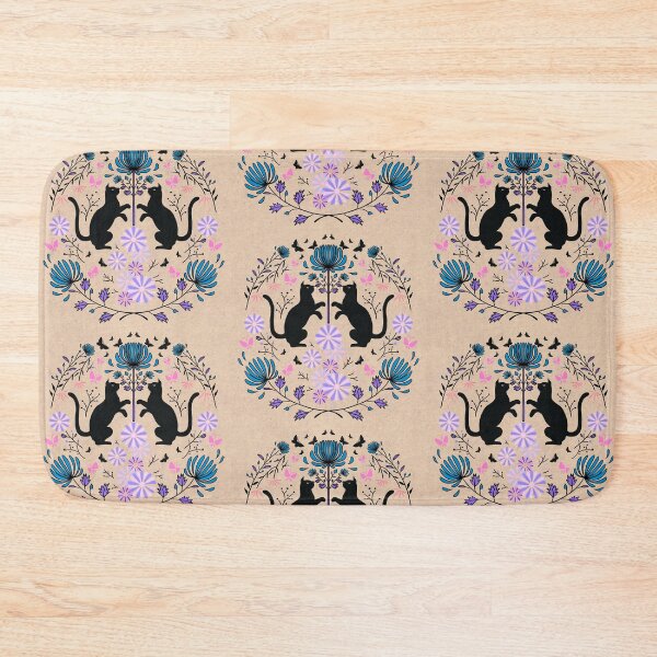 Item preview, Fireworks flowers and black cats / aqua and pink designed and sold by AtelierEmiLou.