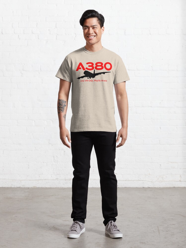 Alternate view of Airbus A380 074 VH-OQL (Black) Classic T-Shirt