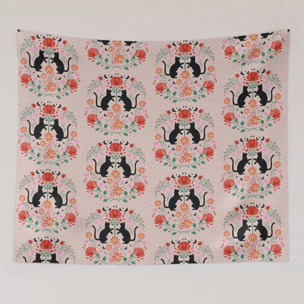 Item preview, Fireworks flowers and cats / red and pink designed and sold by AtelierEmiLou.
