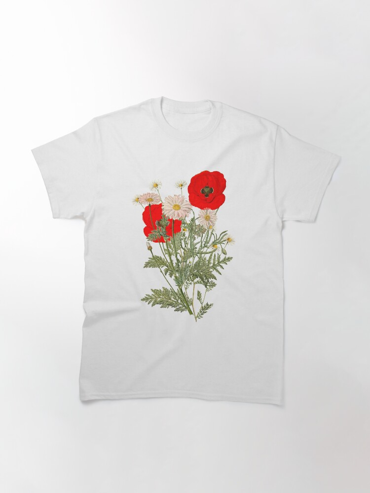 Thumbnail 2 of 7, Classic T-Shirt, A country garden flower bouquet -poppies and daisies designed and sold by anni103.