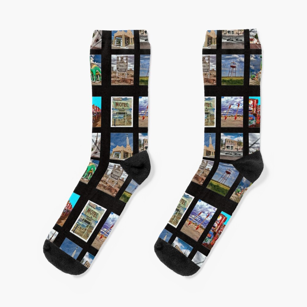  Route 66 Snippets in a i3x3i Grid Socks by WarrenPHarris 