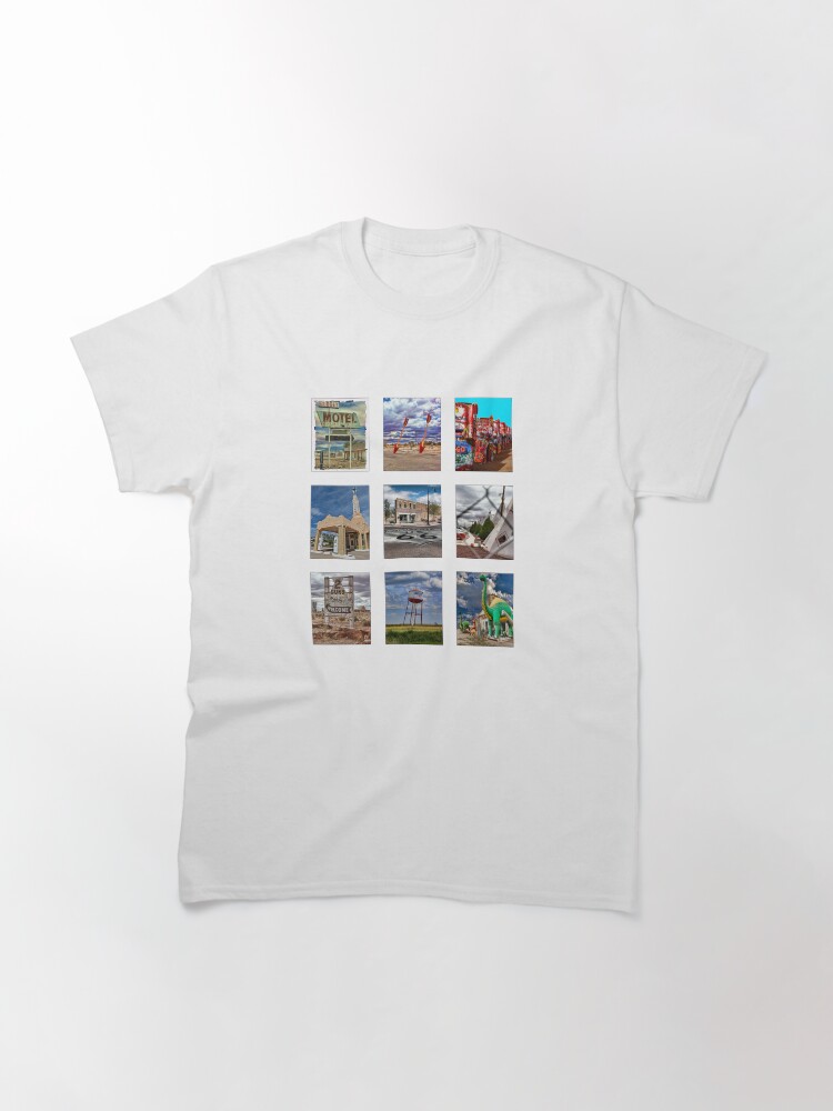 Thumbnail 2 of 7, Classic T-Shirt, Route 66 Snippets in a 3x3 Grid designed and sold by Warren Paul Harris.