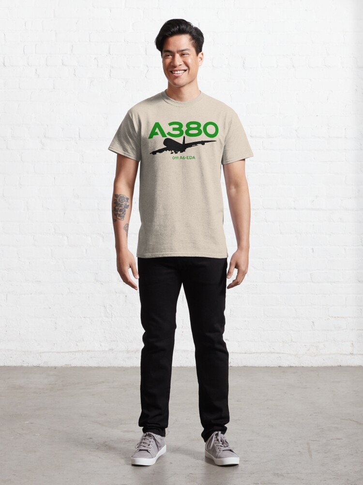 Alternate view of Airbus A380 011 A6-EDA (Black) Classic T-Shirt