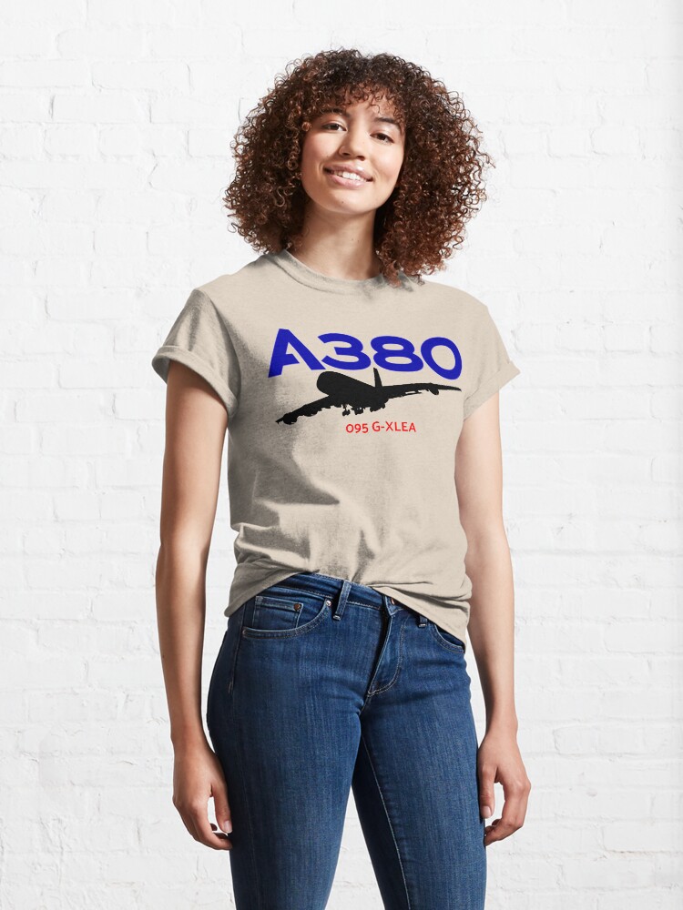 Alternate view of Airbus A380 095 G-XLEA (Black) Classic T-Shirt