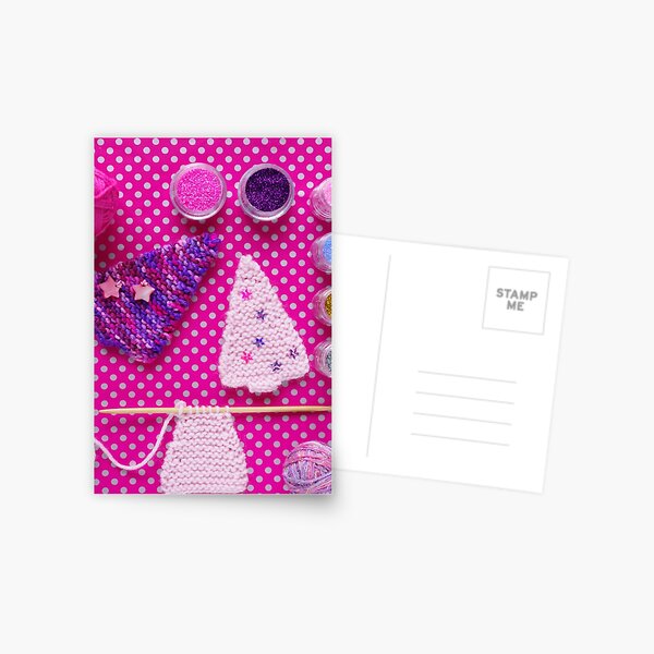 Merry Knitting Christmas Postcard